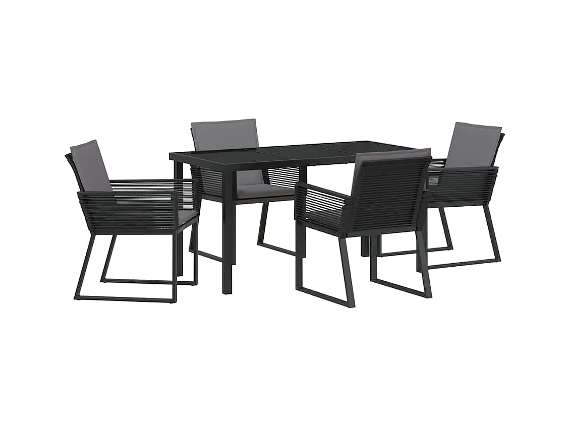 Set da pranzo da giardino 5 pezzi con cuscini in rattan nero Poly