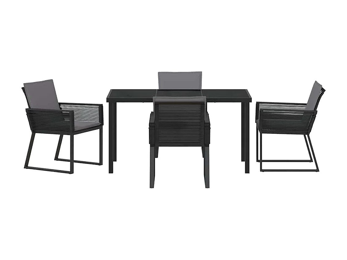 Set da pranzo da giardino 5 pezzi con cuscini in rattan nero Poly