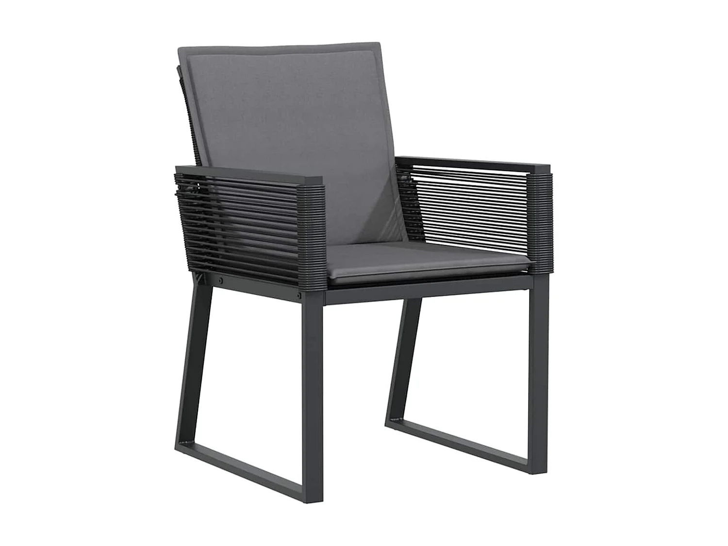 Ensemble de dining de jardin 5 pièces avec coussins Noir Rattan poly