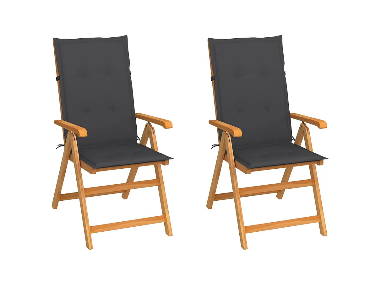 Tuinstoelen set van 2 en antraciet kussens Teakhout