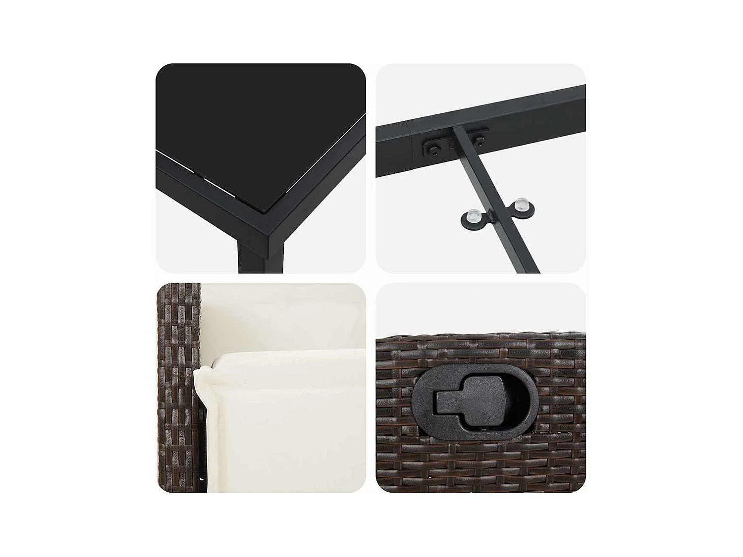 Ensemble de repas de jardin 5 pièces marron rattan synthétique