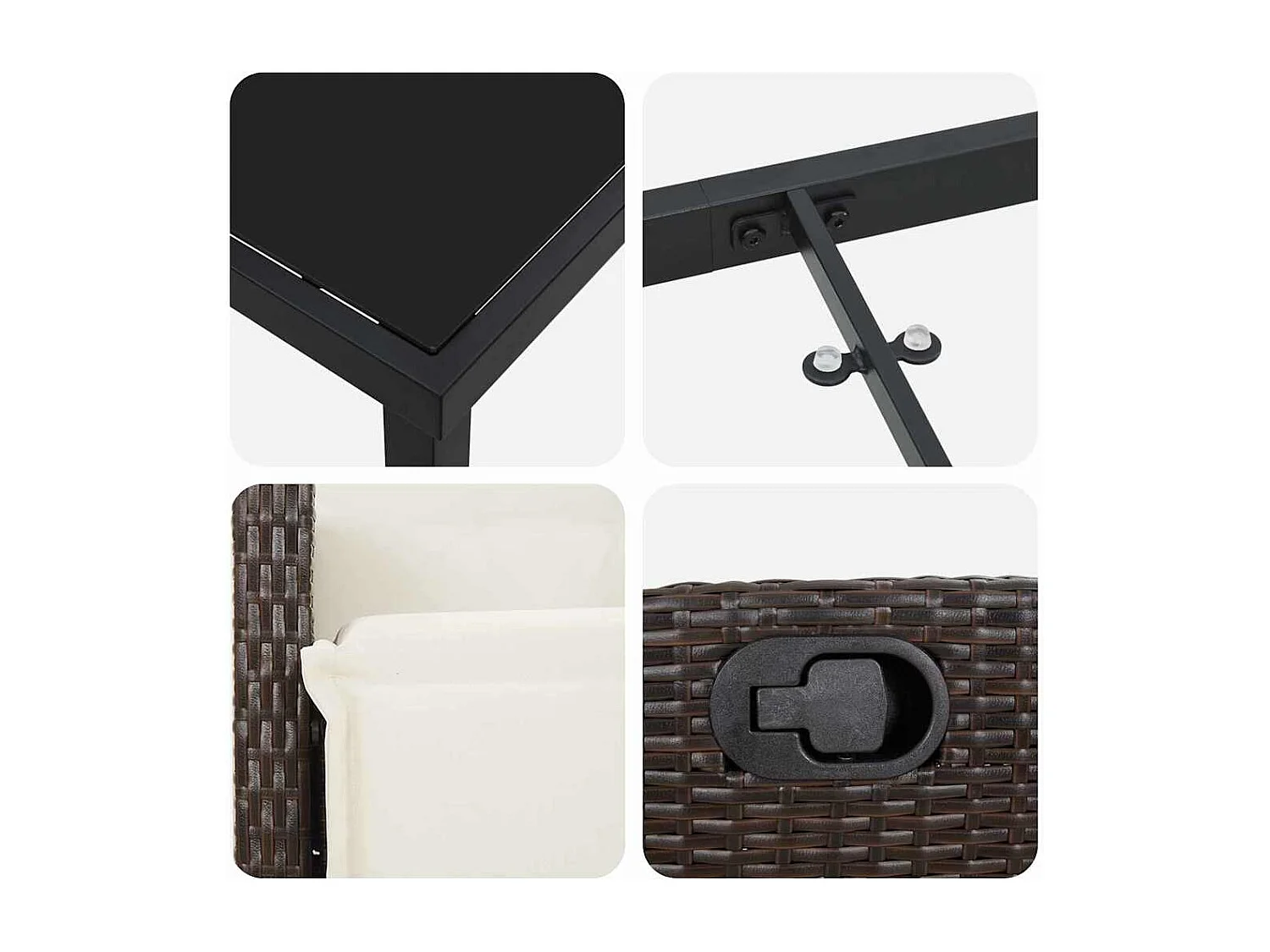 Ensemble de repas de jardin 5 pièces marron rattan synthétique