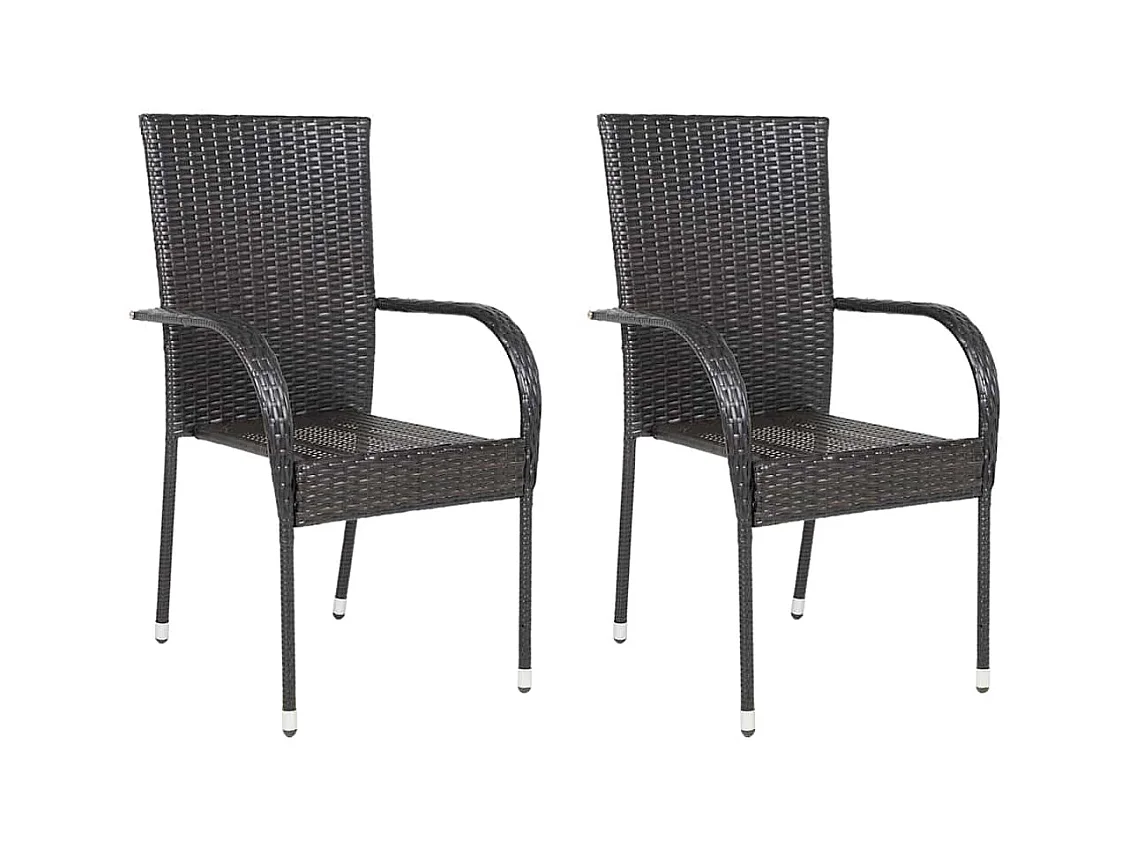 Stapelbare Gartenstühle 2er-Set Braunes gewebtes Harz