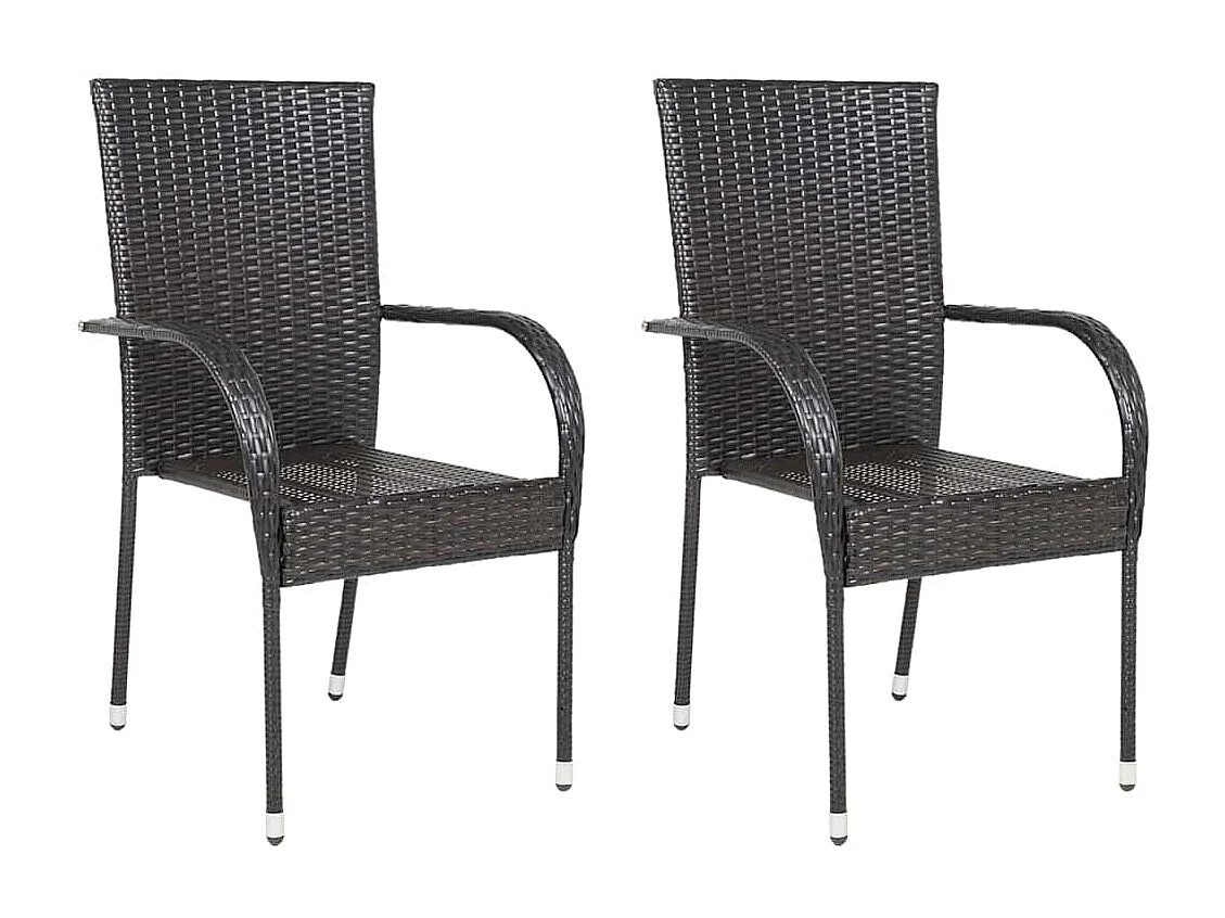 Stapelbare Gartenstühle 2er-Set Braunes gewebtes Harz