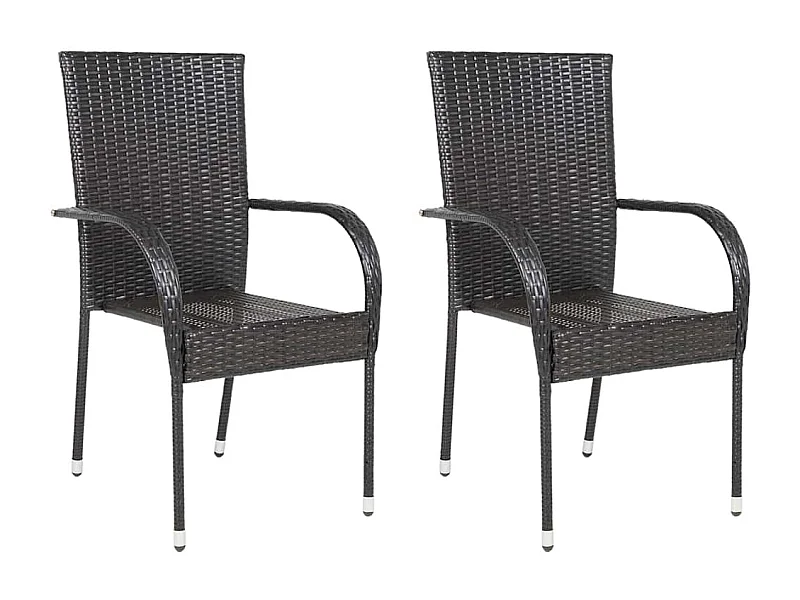 Stapelbare Gartenstühle 2er-Set Braunes gewebtes Harz