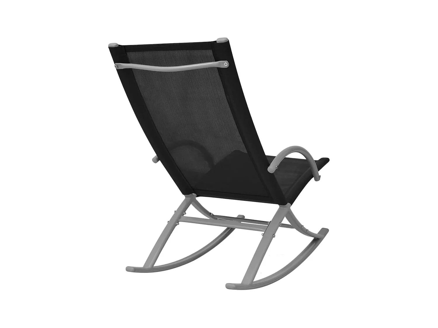 Set di 2 sedie a dondolo da giardino in acciaio e textilene nero