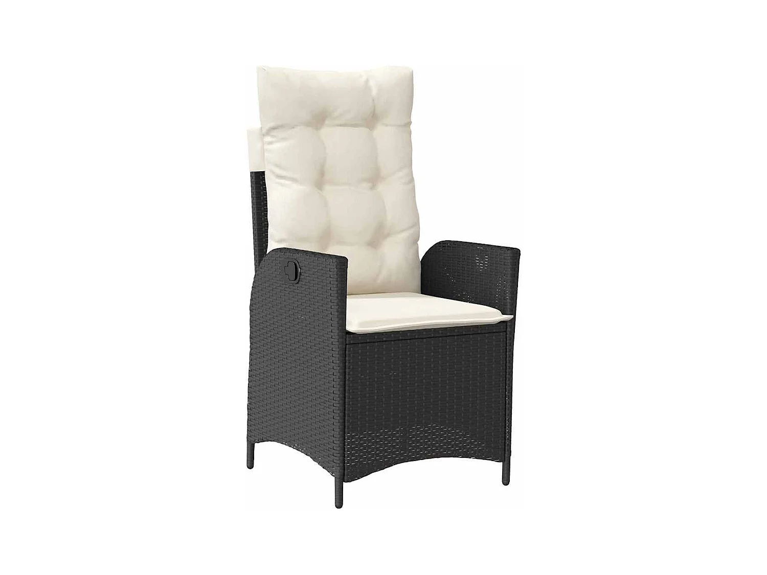 Set da pranzo da giardino da 5 pezzi con cuscini in polyrattan nero