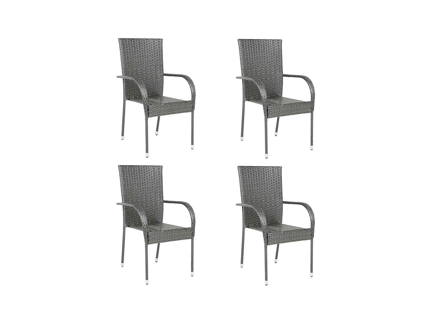 Set van 4 stapelbare stoelen voor buiten, grijs kunstharsriet