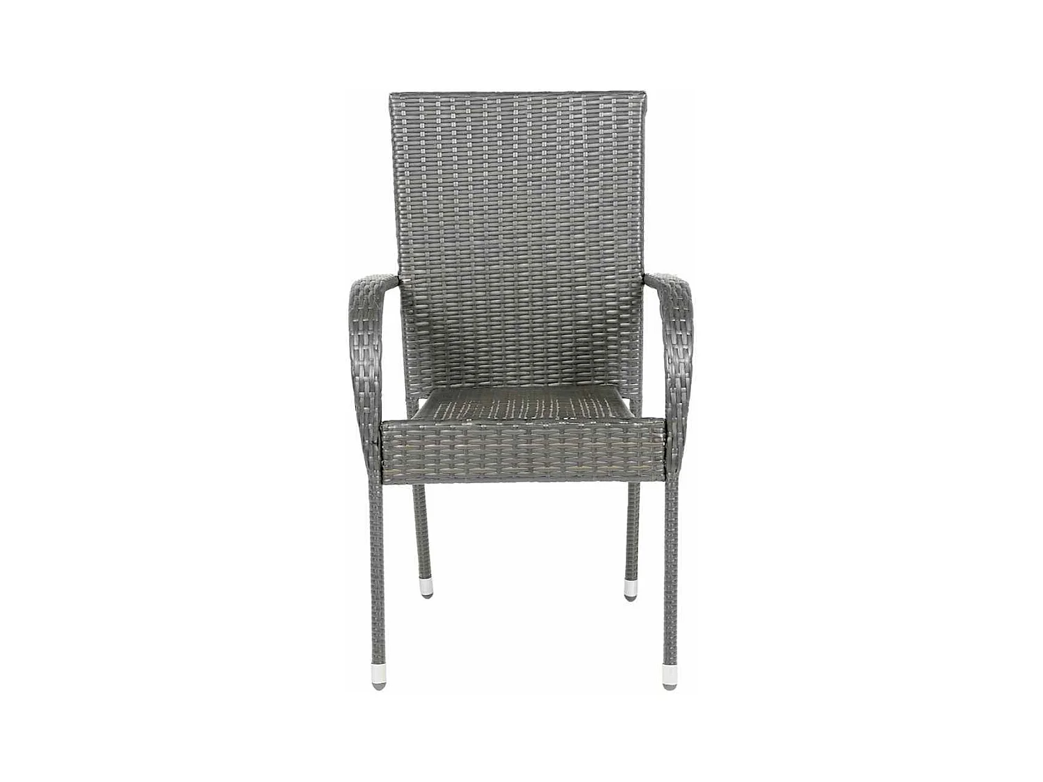 Set van 4 stapelbare stoelen voor buiten, grijs kunstharsriet