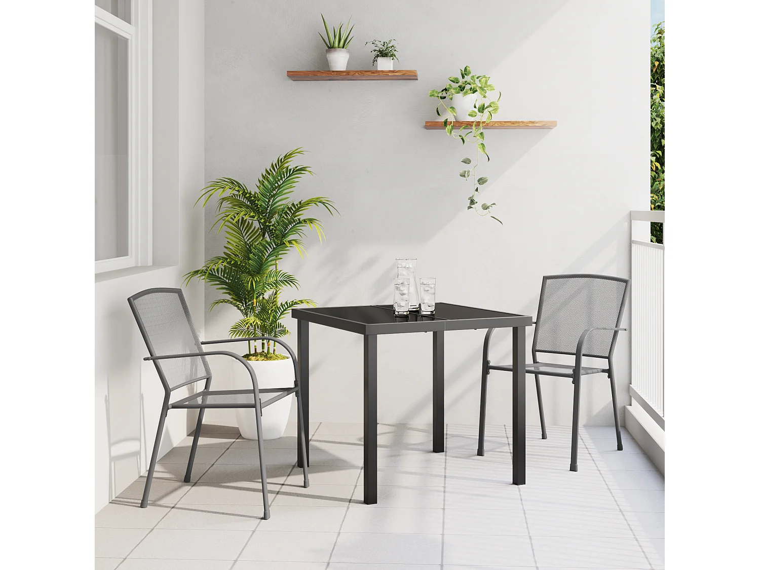 Set de salle à manger de jardin en anthracite