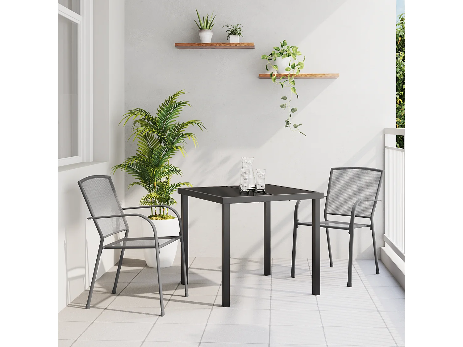 Set de salle à manger de jardin en anthracite