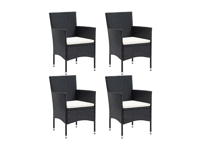 Chaises à manger de jardin lot de 4 Résine tressée Noir
