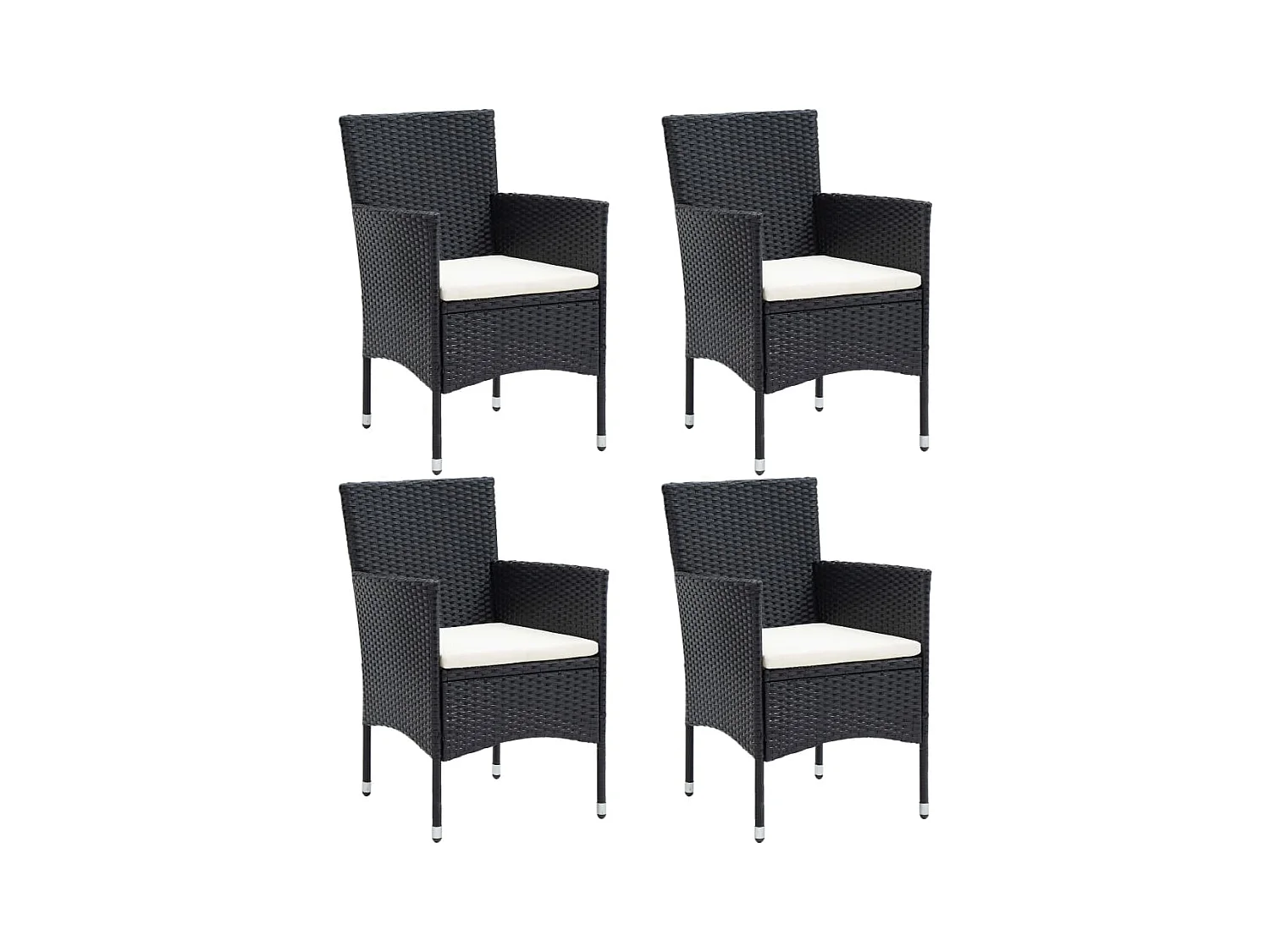 Chaises à manger de jardin lot de 4 Résine tressée Noir