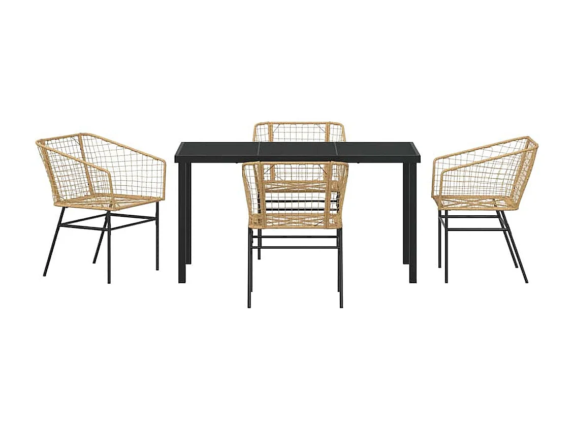 Set de Salle à Manger de Jardin 5 Pièces Marron Poly Rattan