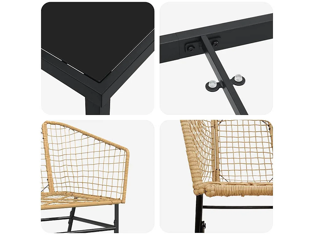 Set de Salle à Manger de Jardin 5 Pièces Marron Poly Rattan