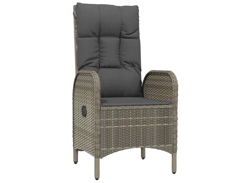 Set de 7 pièces de salle à manger de jardin en poly rotin gris