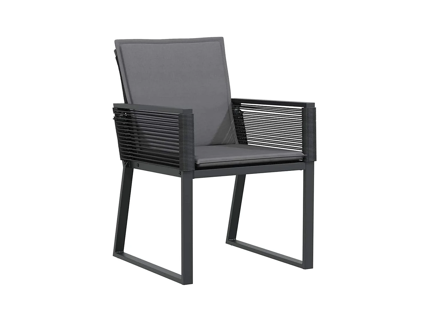 Set da pranzo da giardino 5 pezzi con cuscini in polyrattan nero