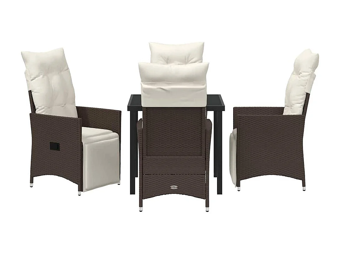5-delige tuinset met bruine polyrotan kussens