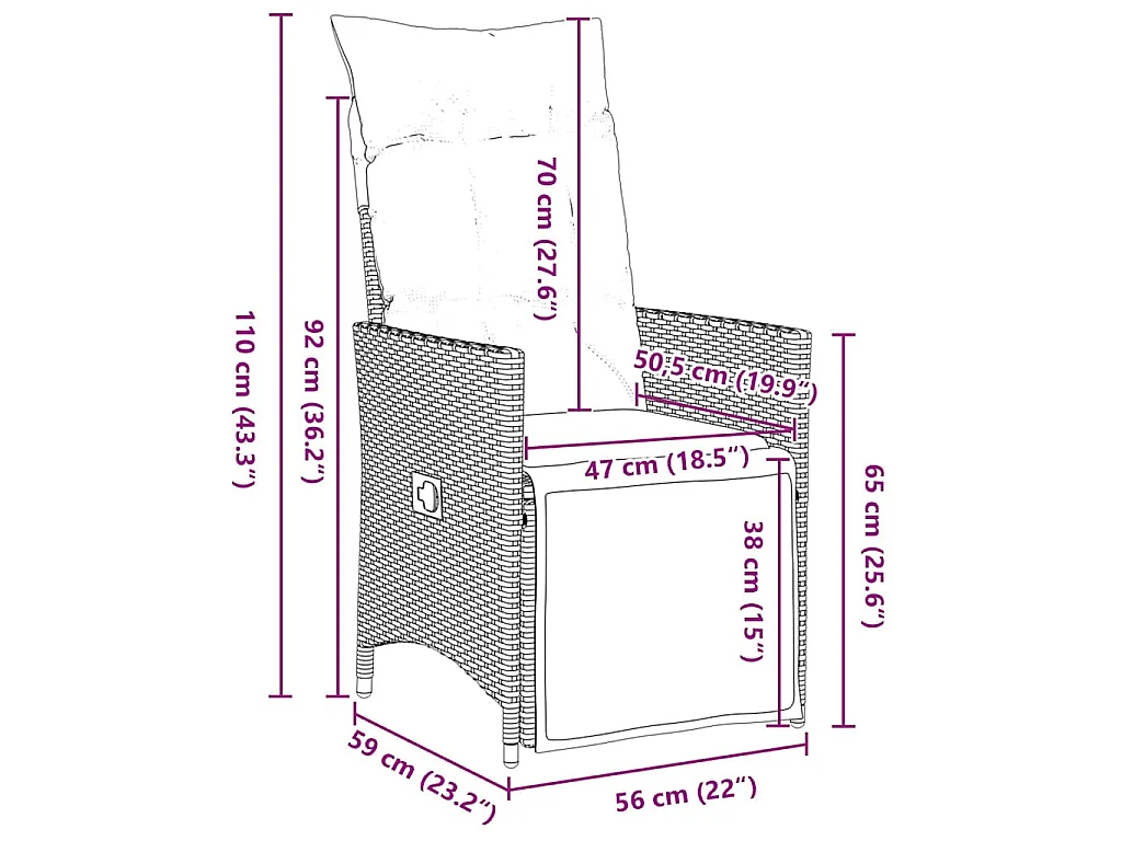 Ensemble de salle à manger de jardin de 5 pièces avec coussins en poly rattan marron