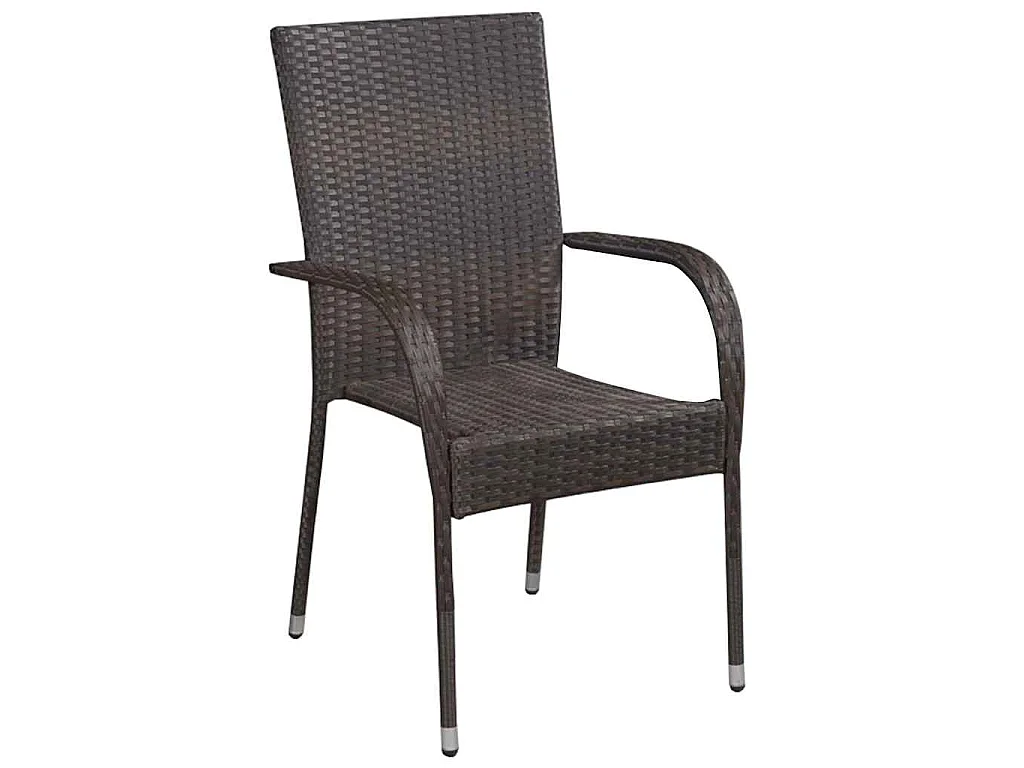 Ensemble de salle à manger de jardin 5 pièces - Poly rattan marron