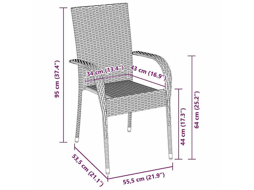 Ensemble de salle à manger de jardin 5 pièces - Poly rattan marron