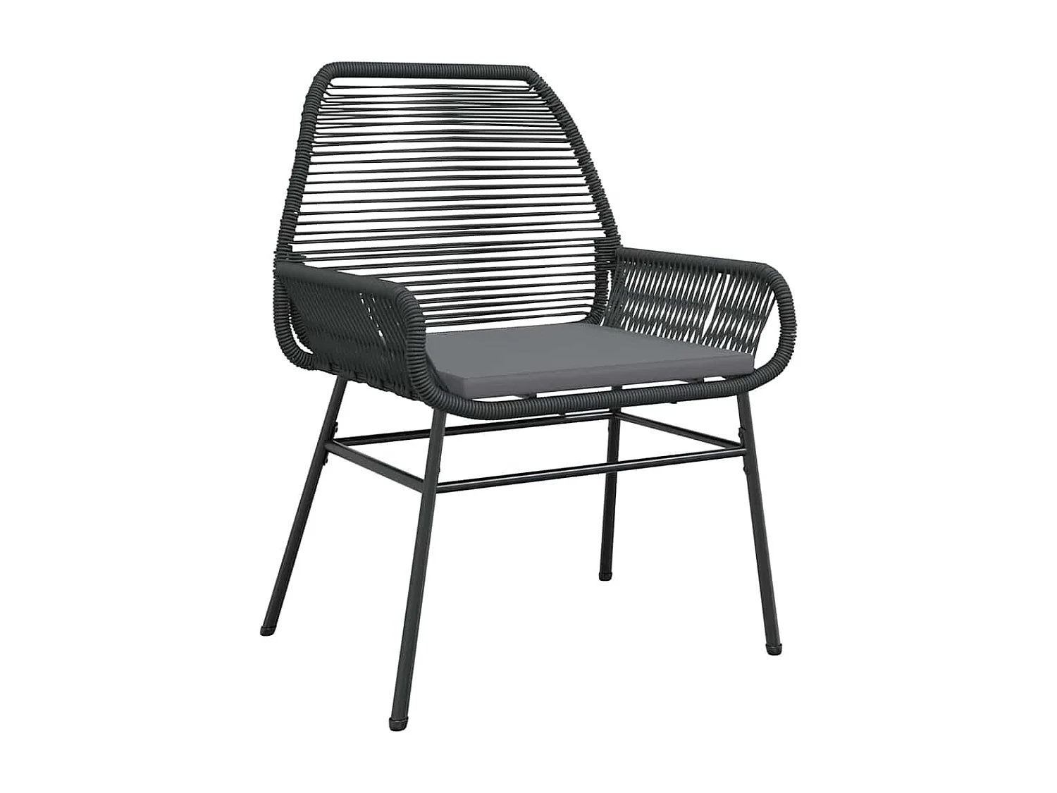 Ensemble de salle à manger de jardin 5 pièces avec coussins Noir Rattan Poly