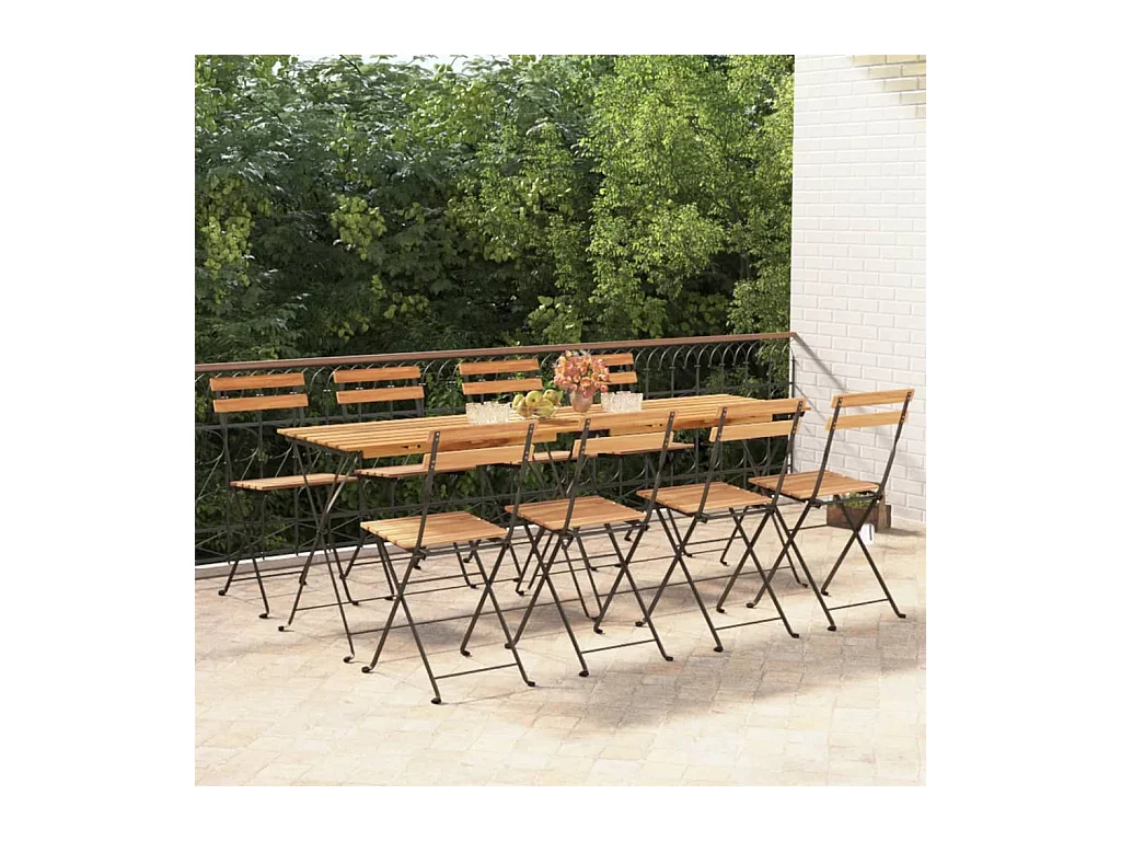 Chaises de bistrot pliantes lot de 8 Bois teck solide et acier