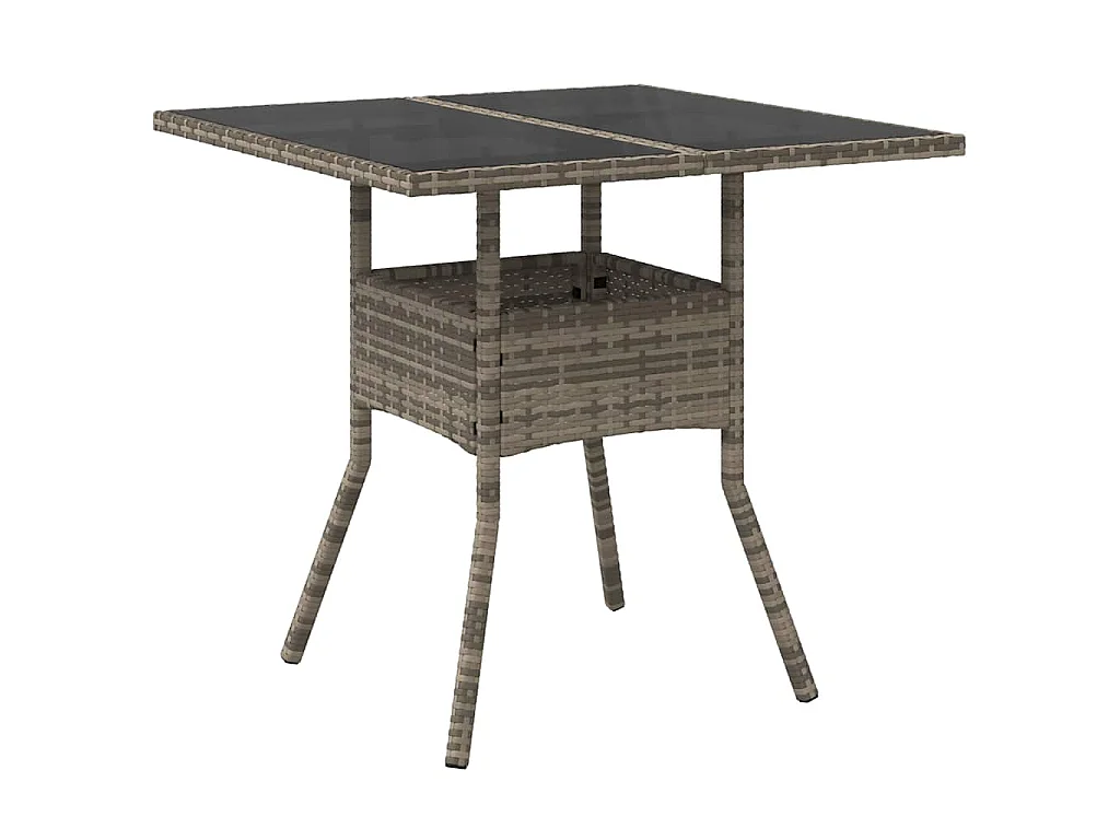 Set da pranzo da giardino in polyrattan da 3 pezzi, colore grigio