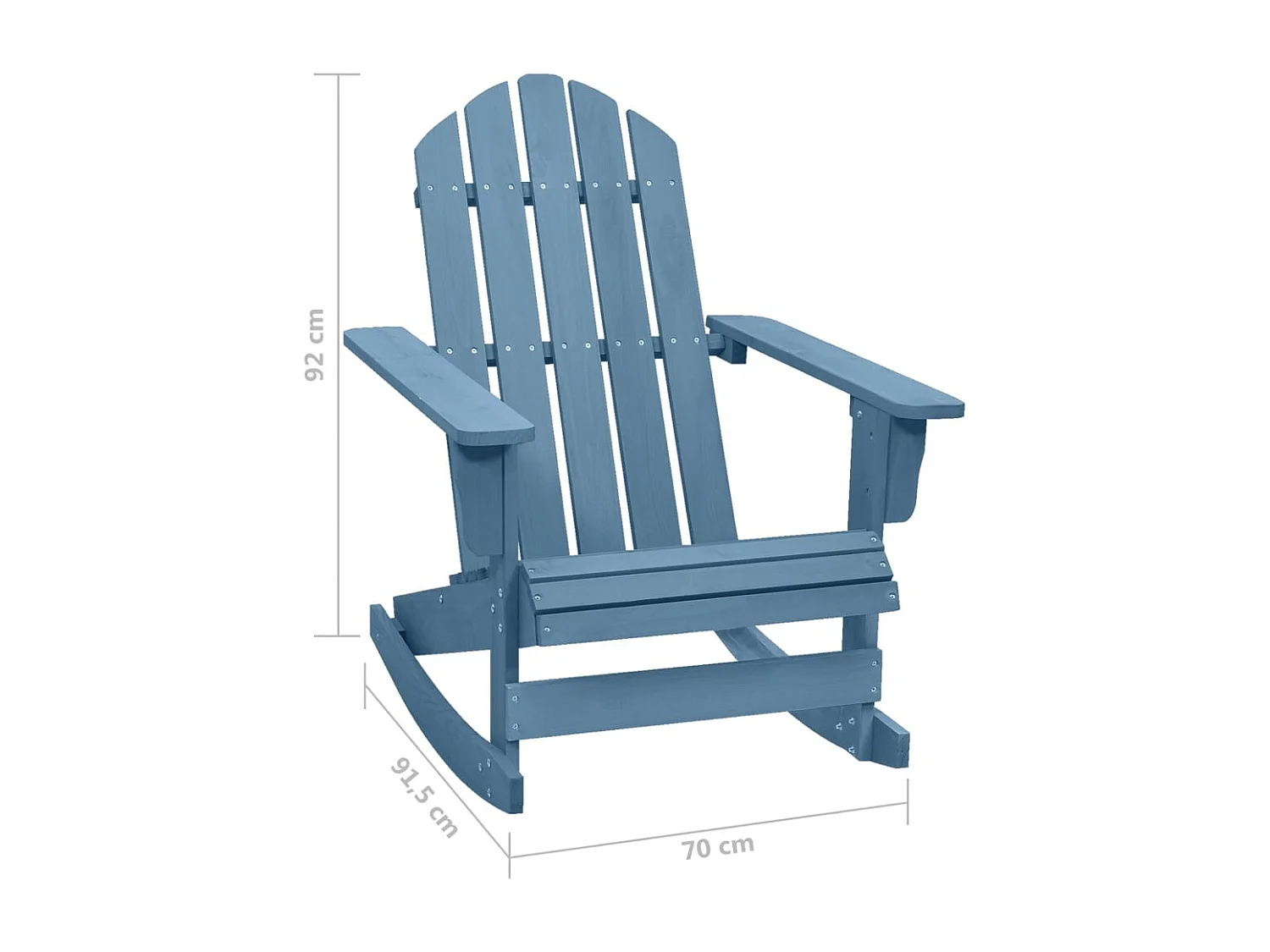 Chaise à bascule de jardin Adirondack bois de sapin massif bleu