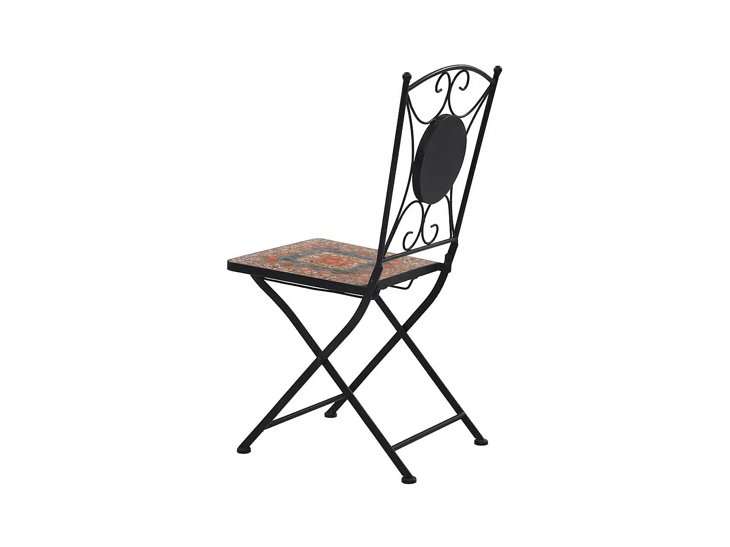 Sedie da bistrot in mosaico, 2 pezzi, arancioni e grigie