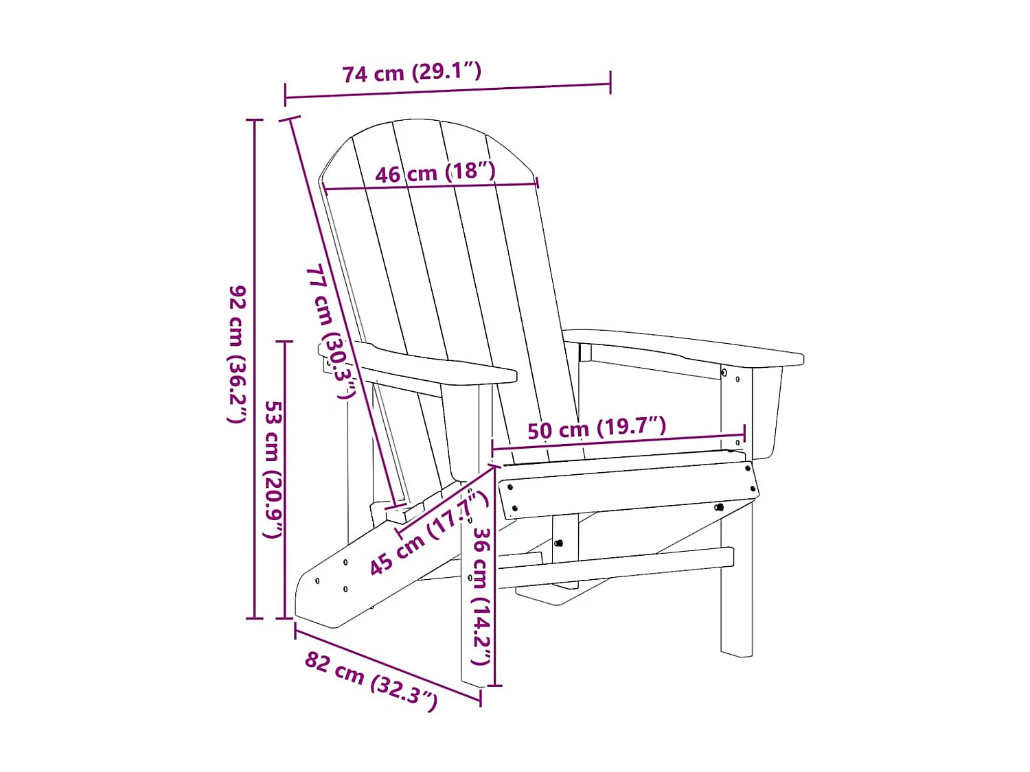Sedie Adirondack 2 pezzi blu navy 74x82x90 cm HDPE