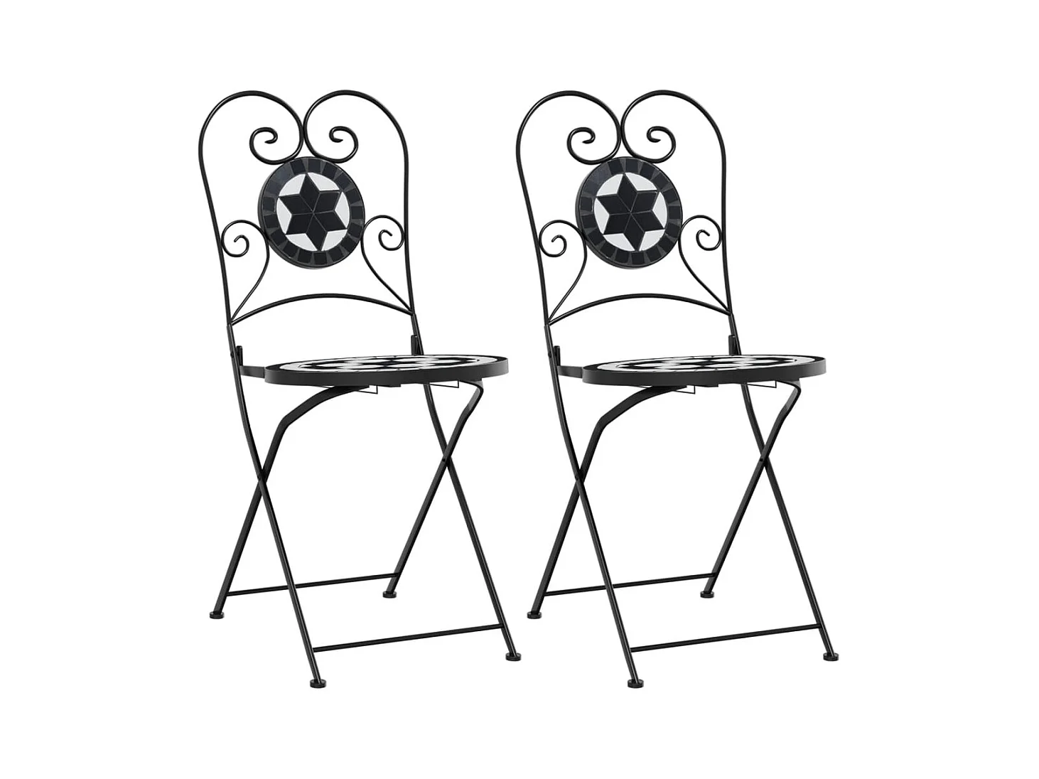 Chaises de bistro pliables lot de 2 noir et blanc céramique