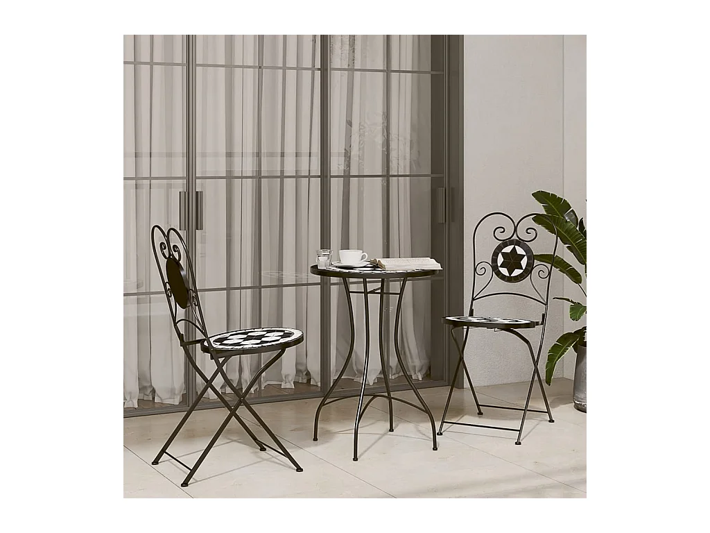 Chaises de bistro pliables lot de 2 noir et blanc céramique