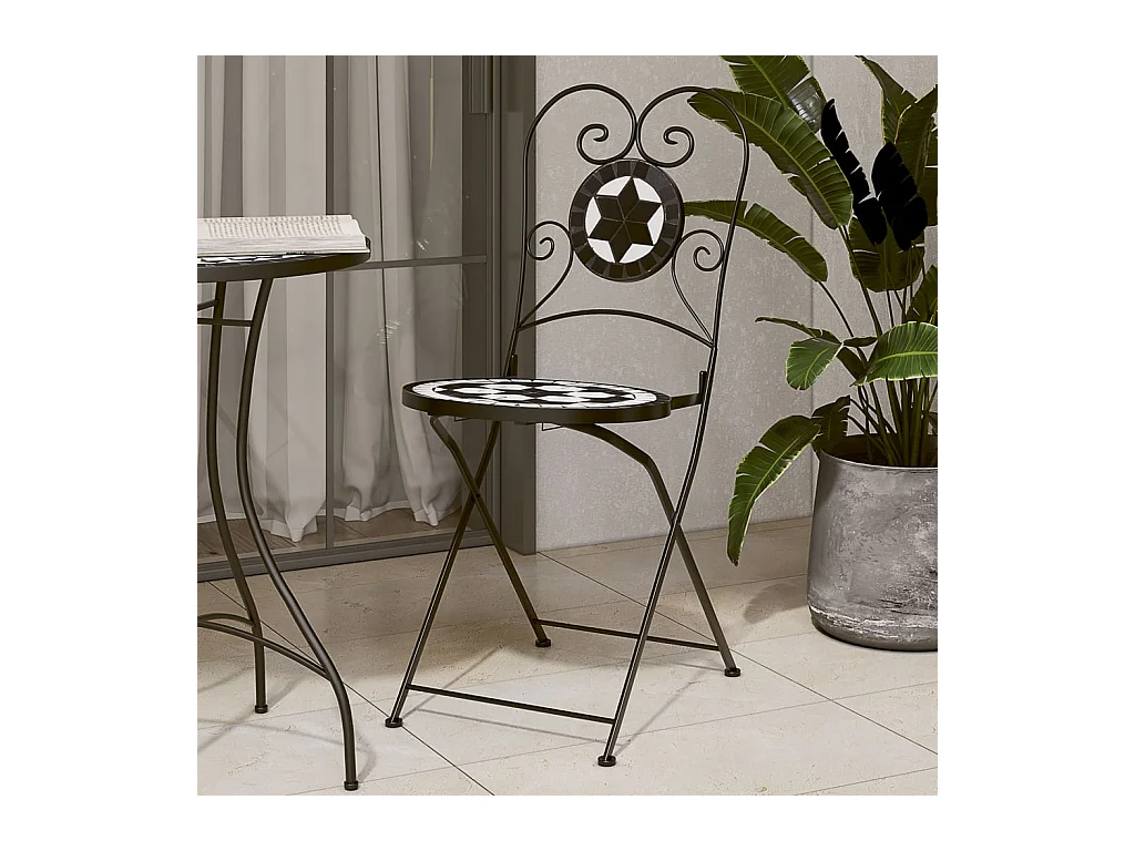 Opvouwbare bistrostoelen set van 2 zwart-wit keramiek