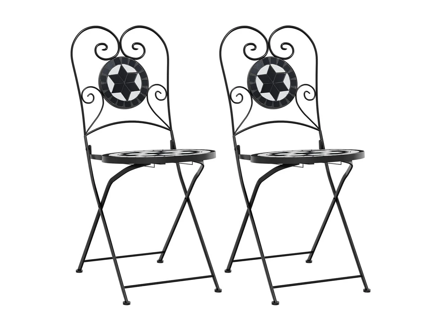 Chaises de bistro pliables lot de 2 noir et blanc céramique