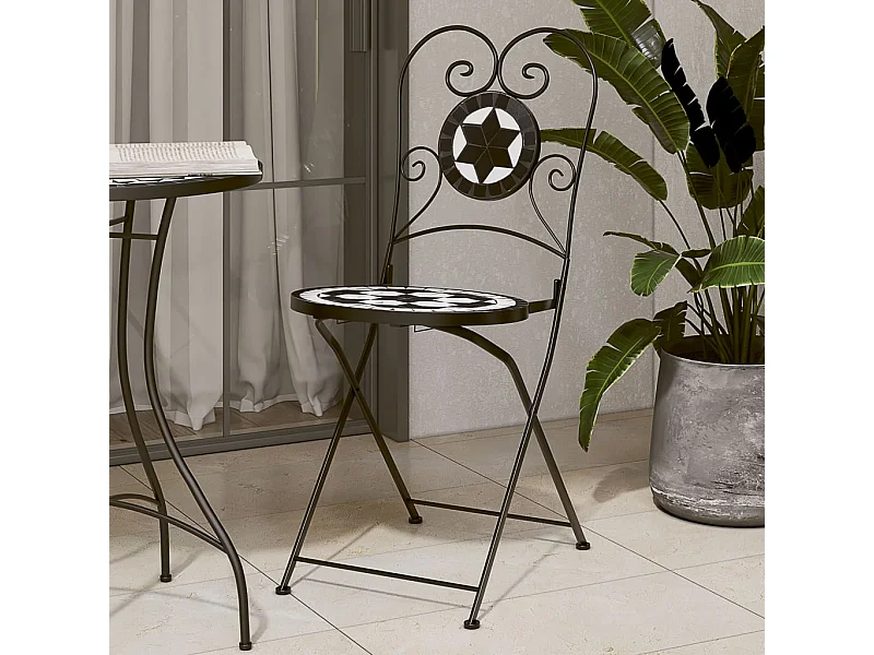 Chaises de bistro pliables lot de 2 noir et blanc céramique