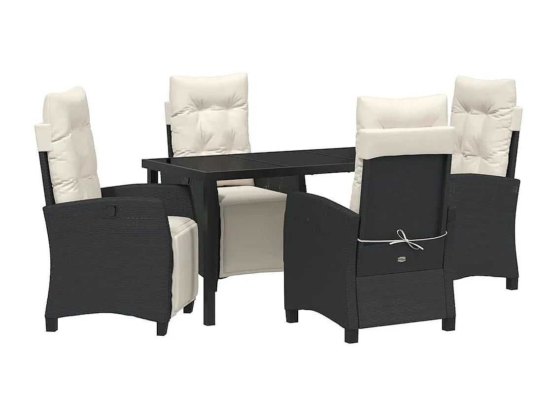 Ensemble de salle à manger de jardin 5 pièces Rattan poly noir