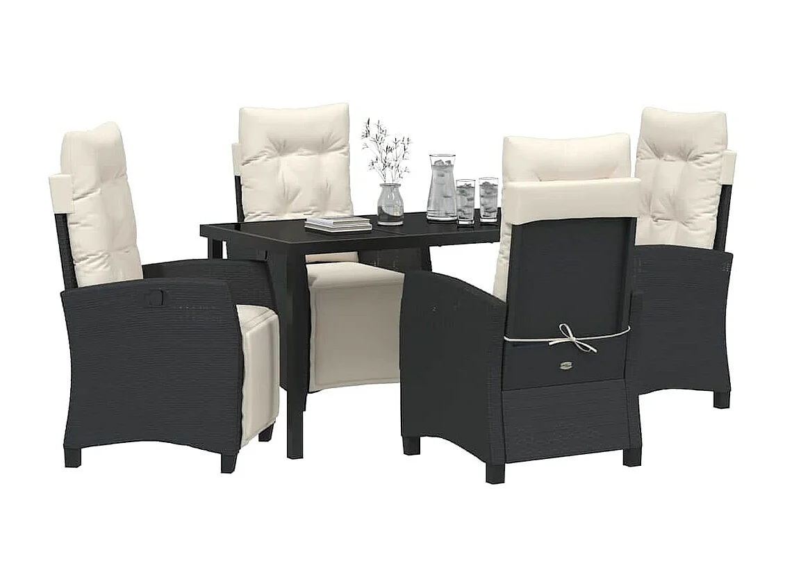 Ensemble de salle à manger de jardin 5 pièces Rattan poly noir