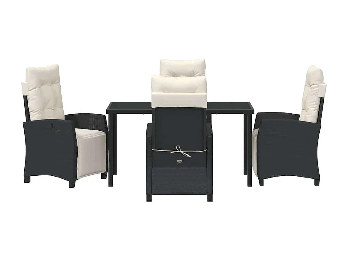 Ensemble de salle à manger de jardin 5 pièces Rattan poly noir