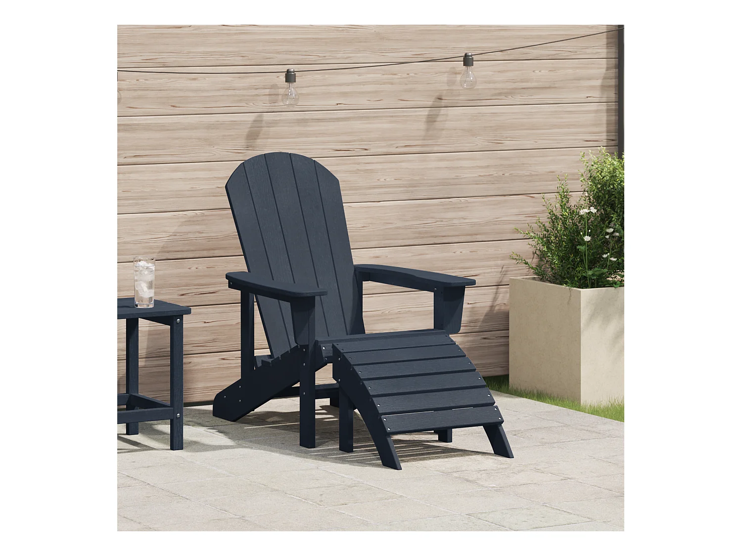 Chaise Adirondack avec Repose-pieds Bleu Marine HDPE