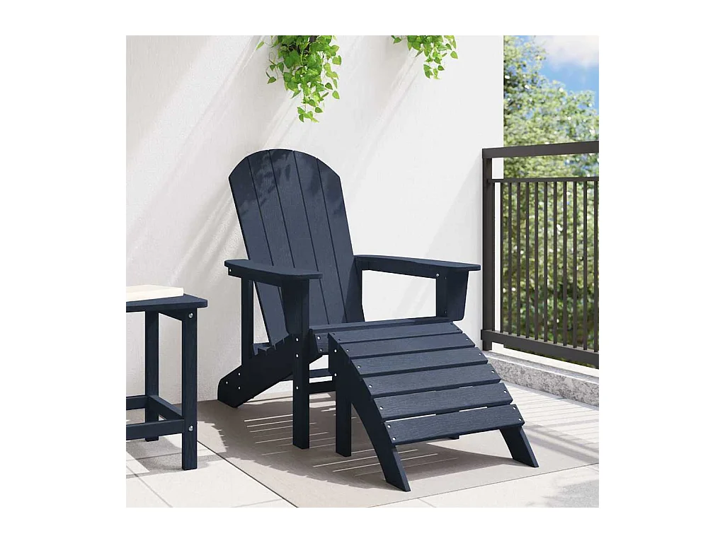 Chaise Adirondack avec Repose-pieds Bleu Marine HDPE
