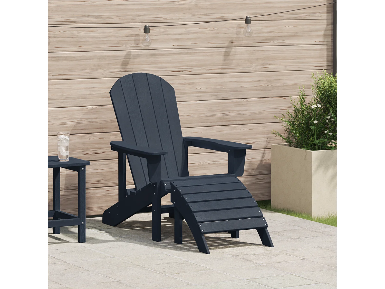 Chaise Adirondack avec Repose-pieds Bleu Marine HDPE