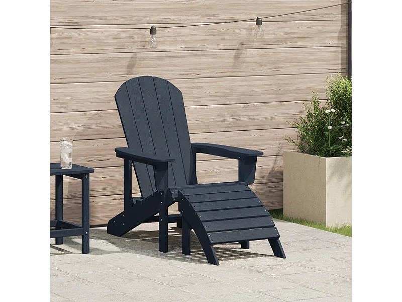 Chaise Adirondack avec Repose-pieds Bleu Marine HDPE