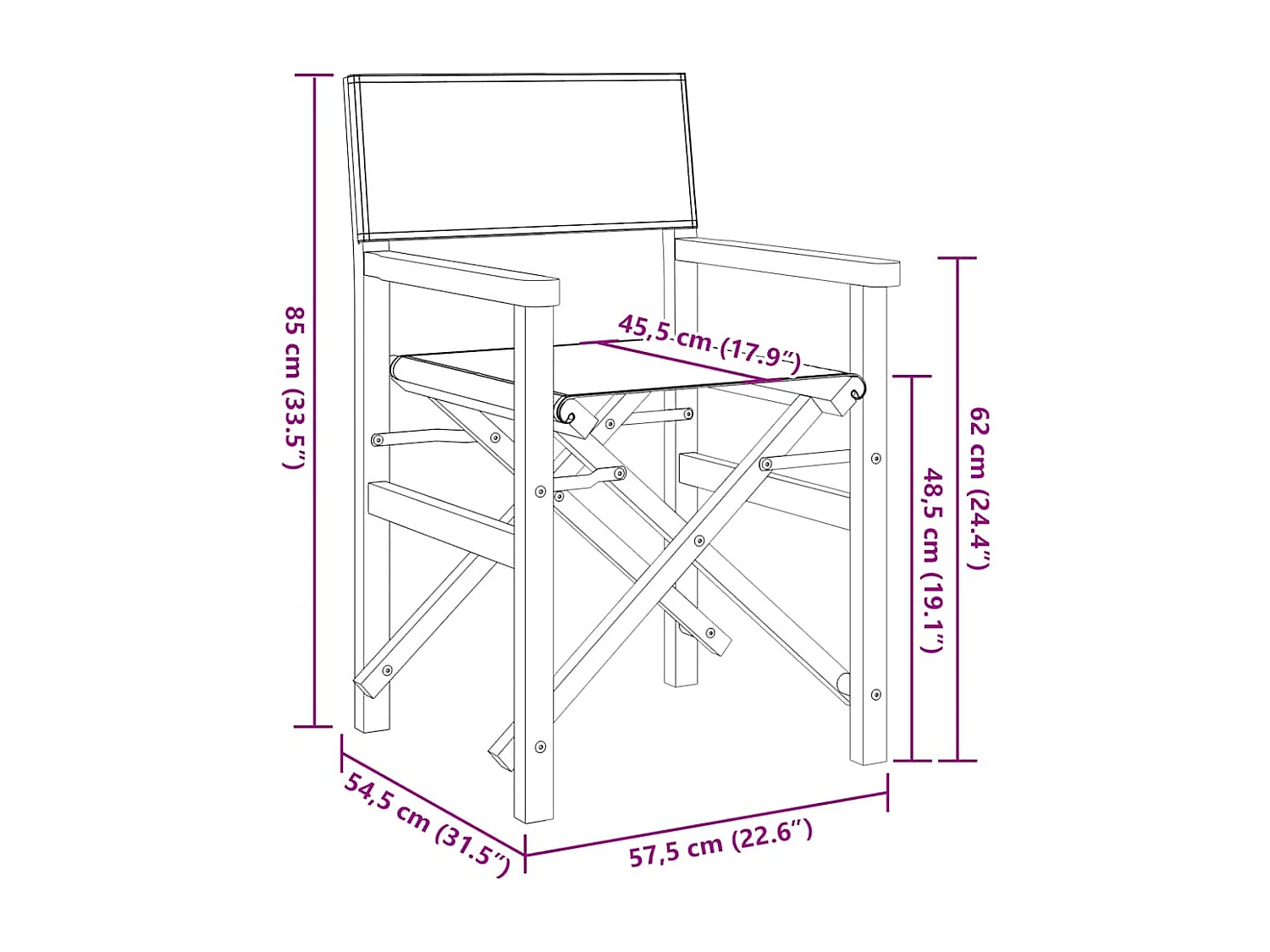 Set di 2 sedie da regista pieghevoli in legno massello di teak