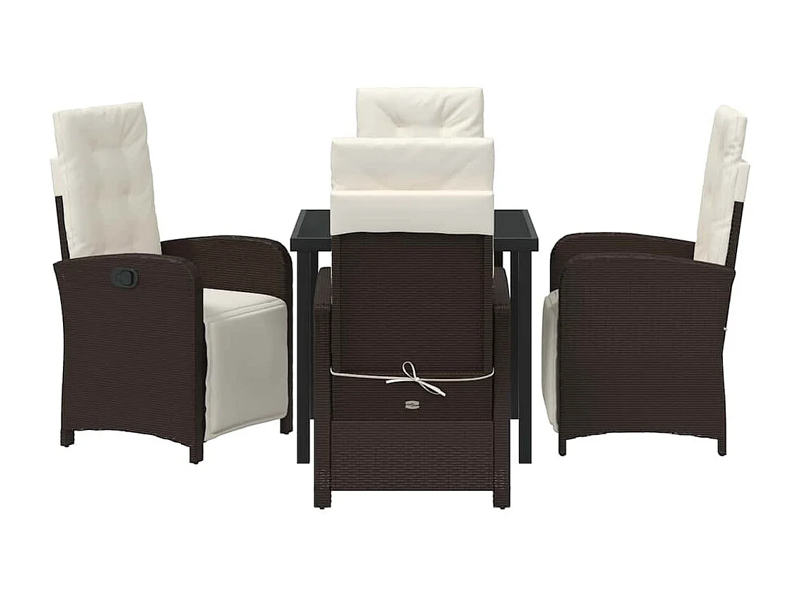 5-delige tuinset met bruine rotan kussens