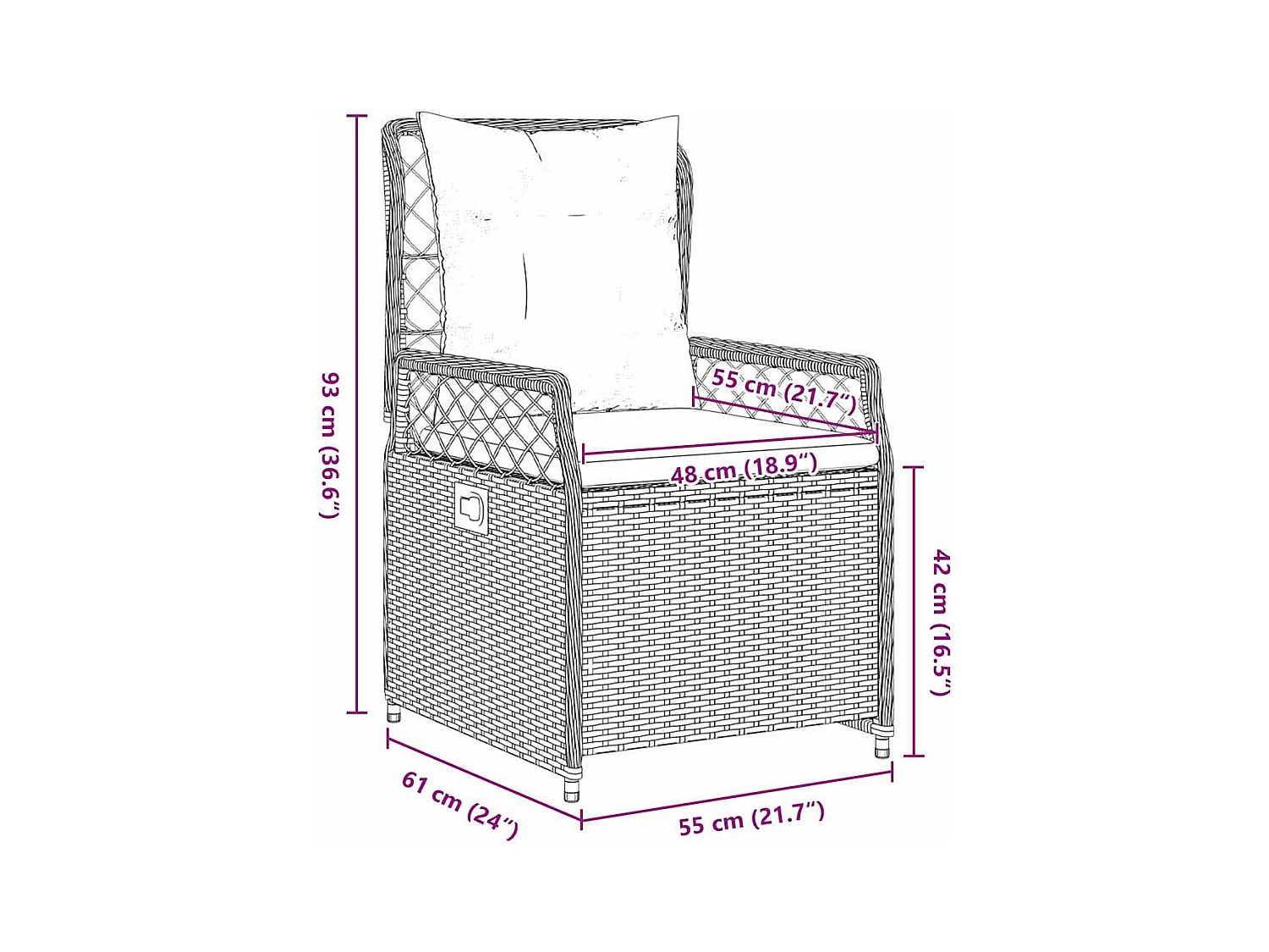 Ensemble de jardin 5 pièces noir rattan poly