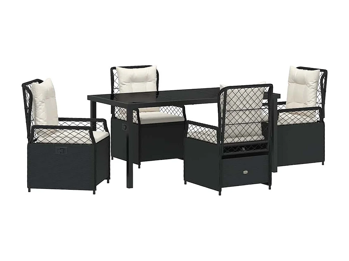 5-teiliges schwarzes Rattan-Poly-Gartenset