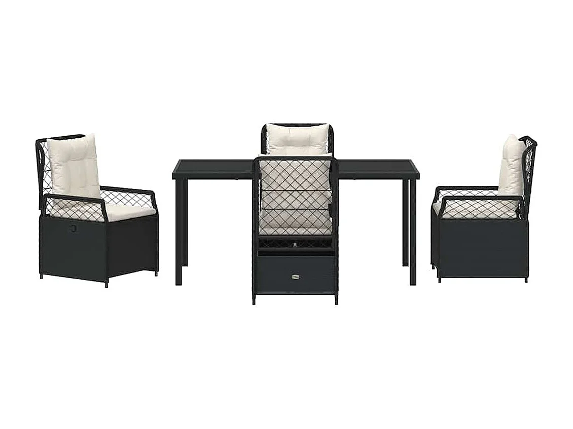 5-teiliges schwarzes Rattan-Poly-Gartenset