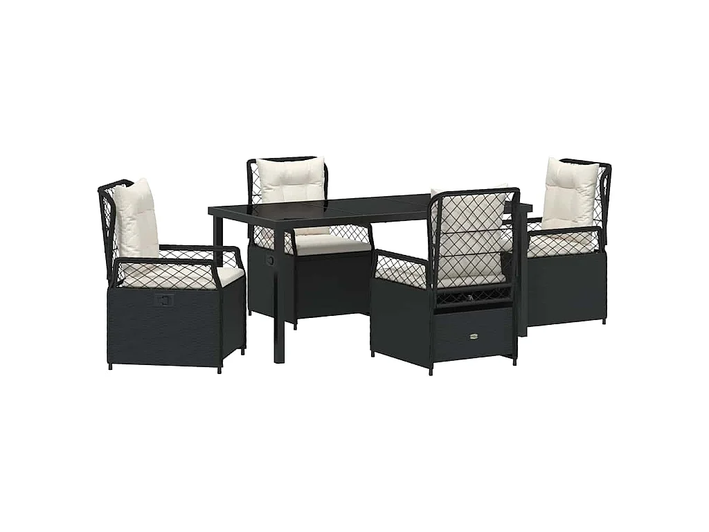 Conjunto de jardín de 5 piezas de ratán sintético negro
