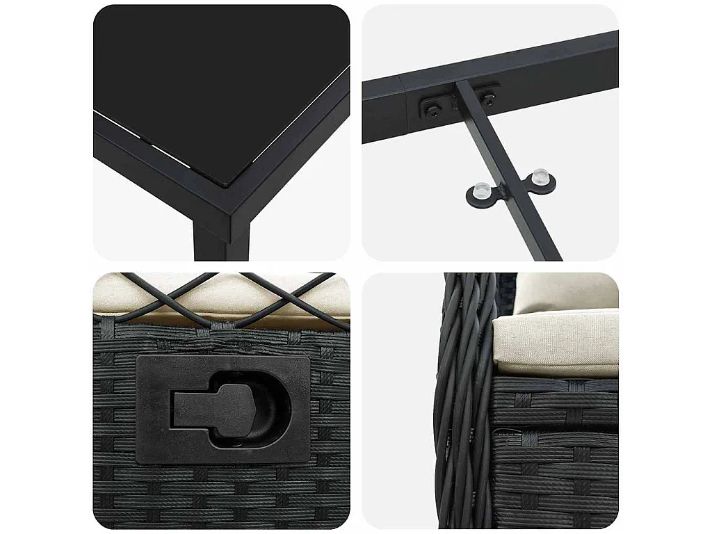 Conjunto de jardín de 5 piezas de ratán sintético negro